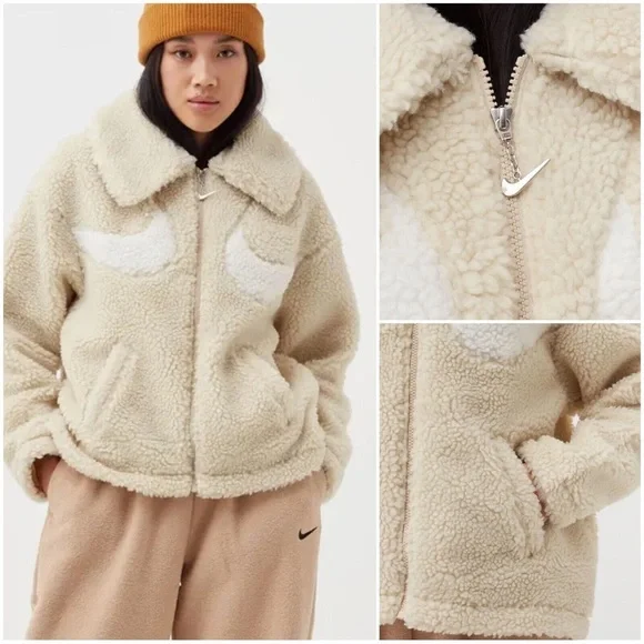 Nike Jackets Coats Nwt Nike Sportswear Swoosh Sherpa Womens Fullzip Oversized Jacket Plus Size X Poshmark